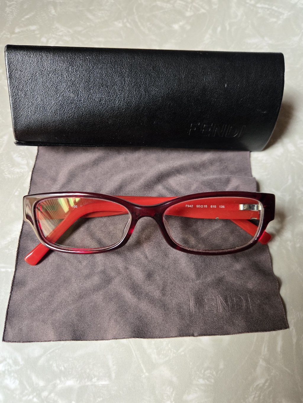Fendi Red Rectangular Eyeglasses